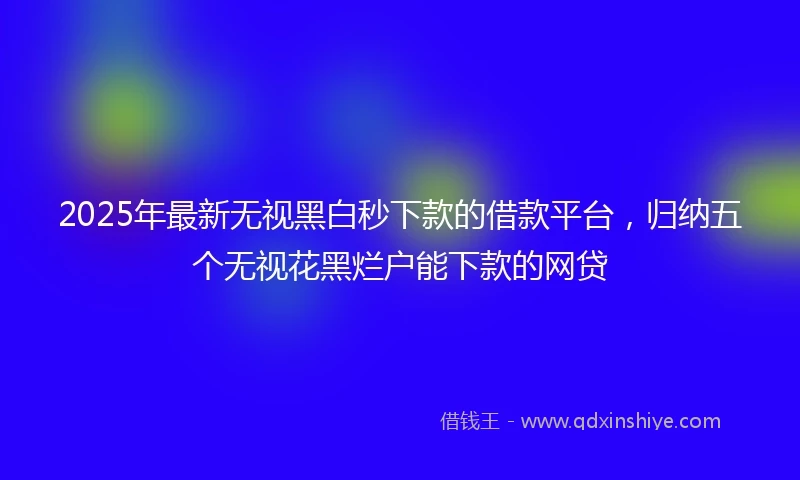 2025年最新无视黑白秒下款的借款平台，归纳五个无视花黑烂户能下款的网贷