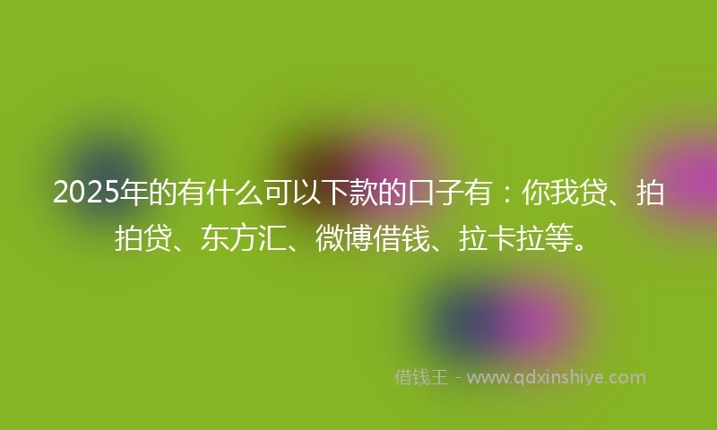 2025年的有什么可以下款的口子有：你我贷、拍拍贷、东方汇、微博借钱、拉卡拉等。