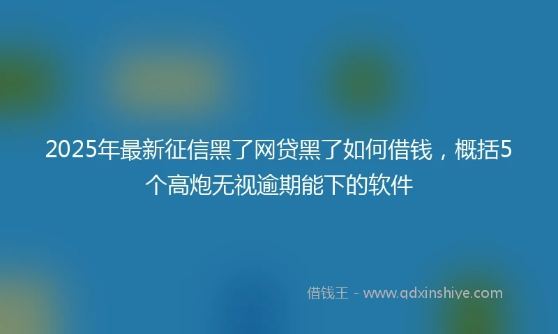 2025年最新征信黑了网贷黑了如何借钱，概括5个高炮无视逾期能下的软件