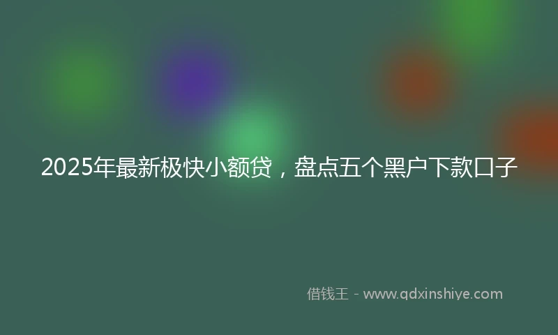 2025年最新极快小额贷，盘点五个黑户下款口子