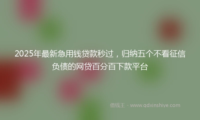 2025年最新急用钱贷款秒过，归纳五个不看征信负债的网贷百分百下款平台
