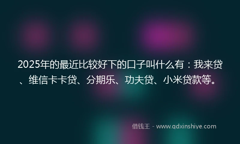 2025年的最近比较好下的口子叫什么有：我来贷、维信卡卡贷、分期乐、功夫贷、小米贷款等。