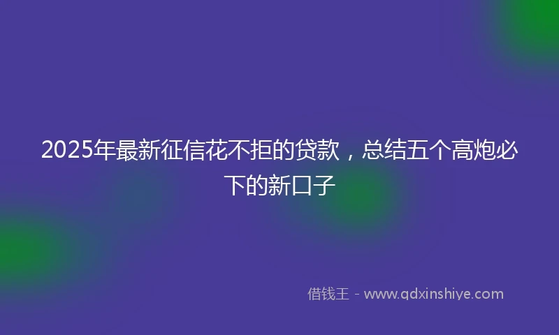 2025年最新征信花不拒的贷款，总结五个高炮必下的新口子