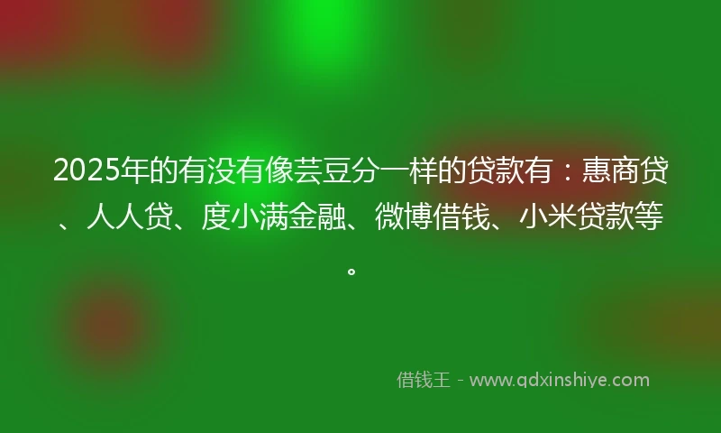 2025年的有没有像芸豆分一样的贷款有：惠商贷、人人贷、度小满金融、微博借钱、小米贷款等。