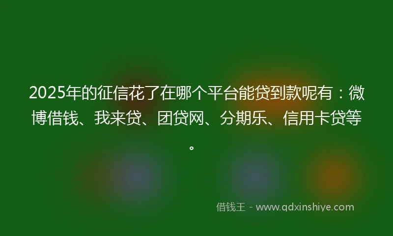 2025年的征信花了在哪个平台能贷到款呢有：微博借钱、我来贷、团贷网、分期乐、信用卡贷等。