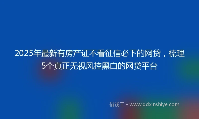 2025年最新有房产证不看征信必下的网贷，梳理5个真正无视风控黑白的网贷平台