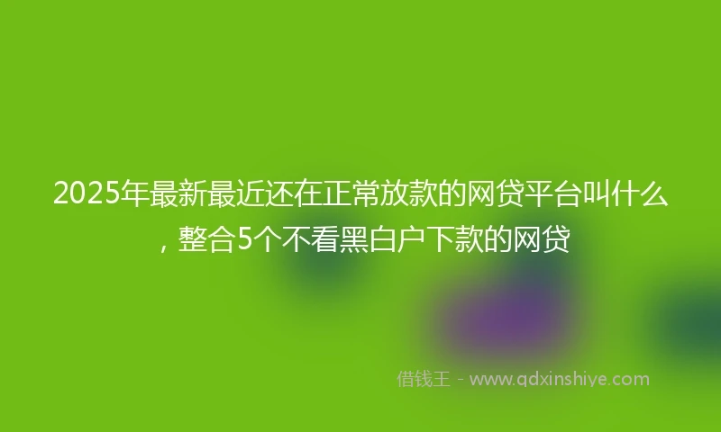 2025年最新最近还在正常放款的网贷平台叫什么，整合5个不看黑白户下款的网贷