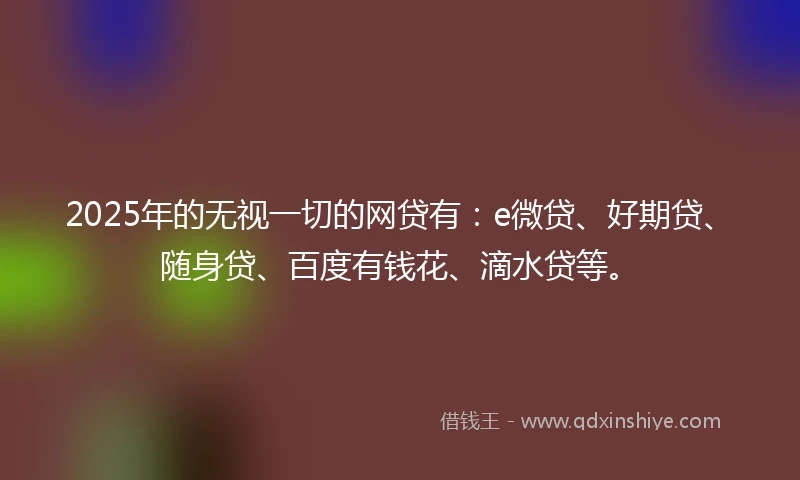 2025年的无视一切的网贷有：e微贷、好期贷、随身贷、百度有钱花、滴水贷等。