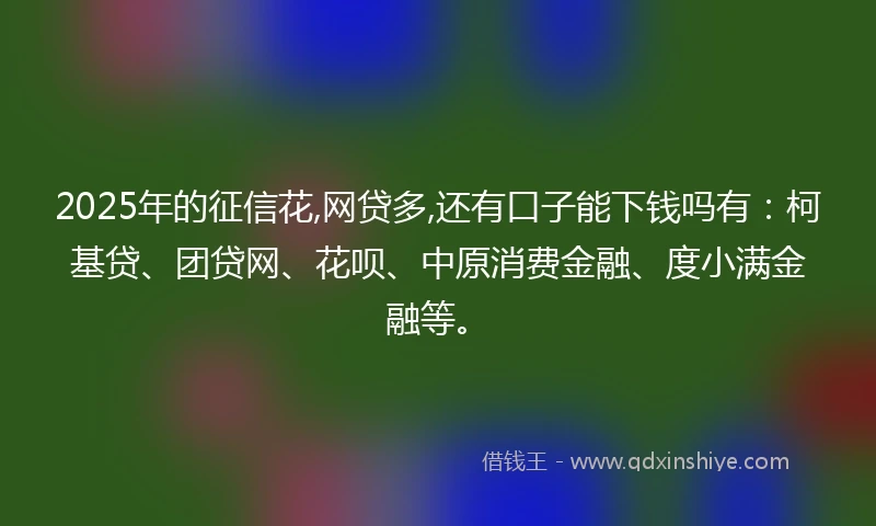 2025年的征信花,网贷多,还有口子能下钱吗有：柯基贷、团贷网、花呗、中原消费金融、度小满金融等。