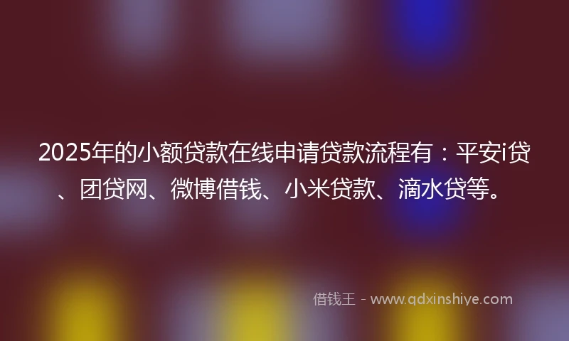 2025年的小额贷款在线申请贷款流程有：平安i贷、团贷网、微博借钱、小米贷款、滴水贷等。
