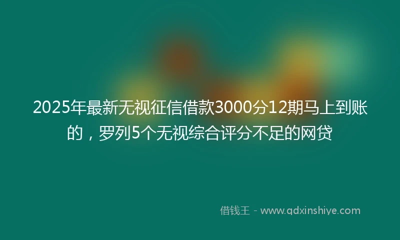 2025年最新无视征信借款3000分12期马上到账的，罗列5个无视综合评分不足的网贷