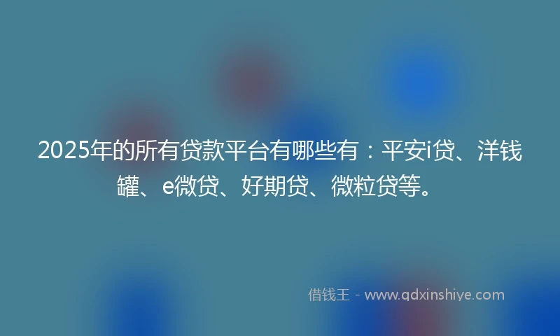 2025年的所有贷款平台有哪些有：平安i贷、洋钱罐、e微贷、好期贷、微粒贷等。