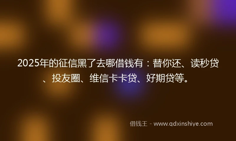 2025年的征信黑了去哪借钱有：替你还、读秒贷、投友圈、维信卡卡贷、好期贷等。