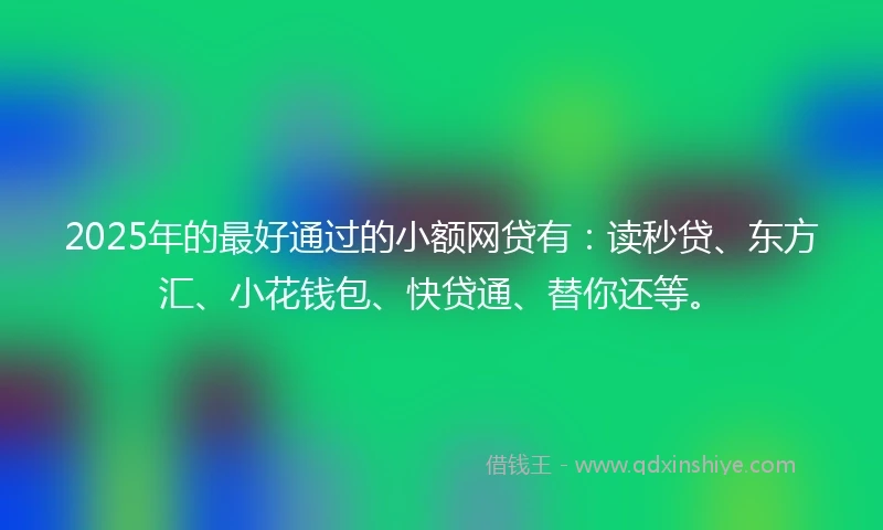 2025年的最好通过的小额网贷有：读秒贷、东方汇、小花钱包、快贷通、替你还等。