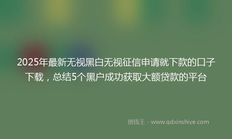 2025年最新无视黑白无视征信申请就下款的口子下载，总结5个黑户成功获取大额贷款的平台