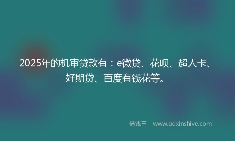 2025年的机审贷款有：e微贷、花呗、超人卡、好期贷、百度有钱花等。