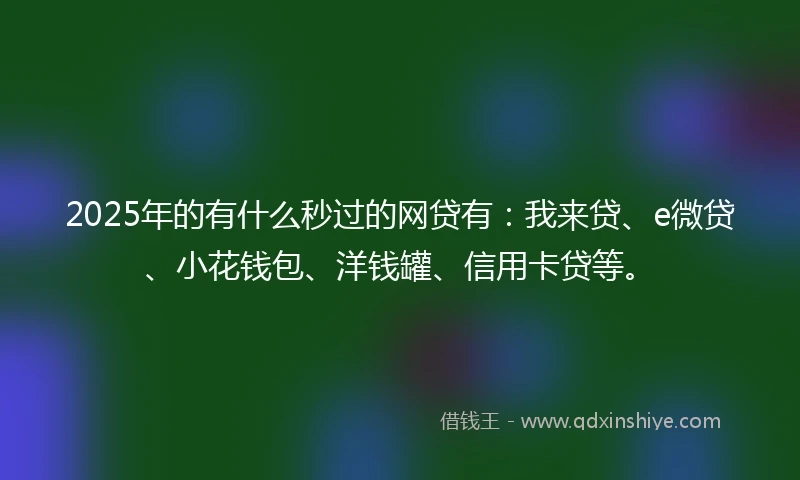 2025年的有什么秒过的网贷有：我来贷、e微贷、小花钱包、洋钱罐、信用卡贷等。