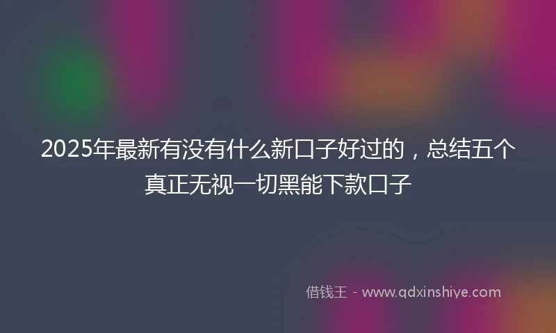 2025年最新有没有什么新口子好过的，总结五个真正无视一切黑能下款口子
