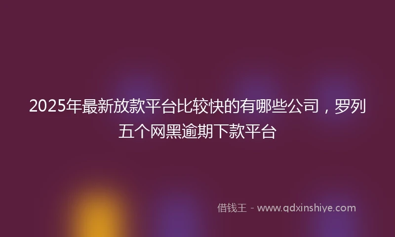 2025年最新放款平台比较快的有哪些公司，罗列五个网黑逾期下款平台