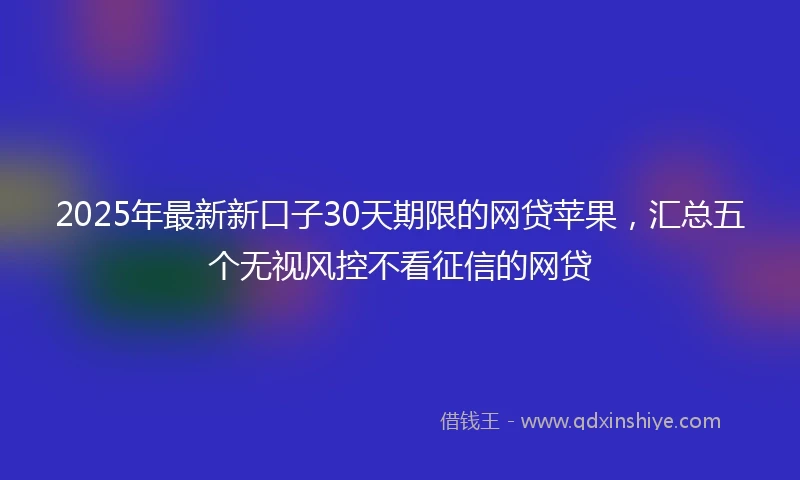 2025年最新新口子30天期限的网贷苹果，汇总五个无视风控不看征信的网贷