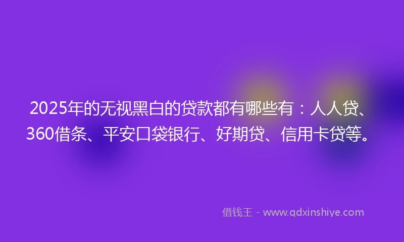 2025年的无视黑白的贷款都有哪些有：人人贷、360借条、平安口袋银行、好期贷、信用卡贷等。
