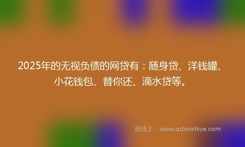 2025年的无视负债的网贷有：随身贷、洋钱罐、小花钱包、替你还、滴水贷等。