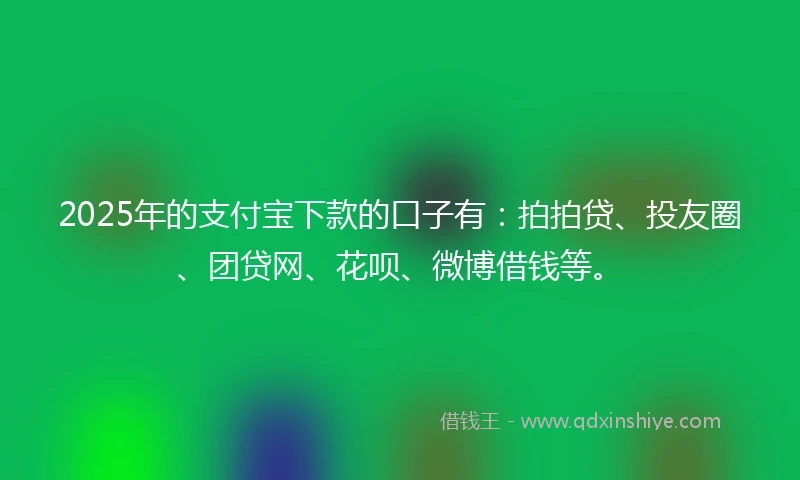 2025年的支付宝下款的口子有：拍拍贷、投友圈、团贷网、花呗、微博借钱等。