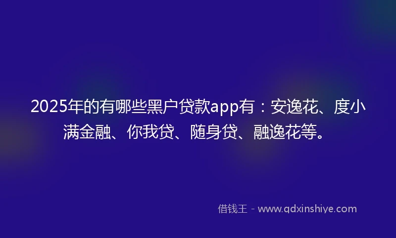 2025年的有哪些黑户贷款app有：安逸花、度小满金融、你我贷、随身贷、融逸花等。
