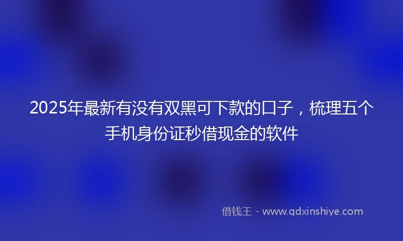 2025年最新有没有双黑可下款的口子，梳理五个手机身份证秒借现金的软件