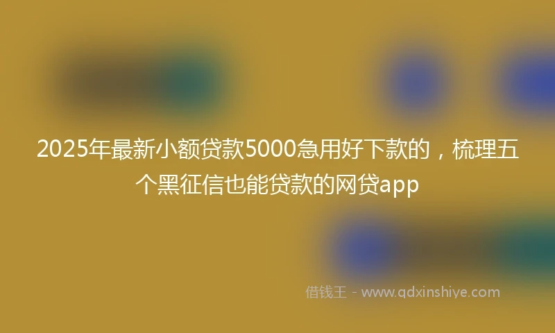 2025年最新小额贷款5000急用好下款的，梳理五个黑征信也能贷款的网贷app