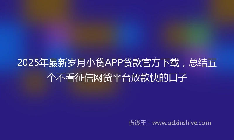 2025年最新岁月小贷APP贷款官方下载，总结五个不看征信网贷平台放款快的口子