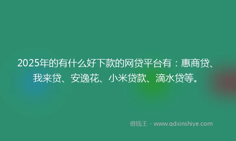 2025年的有什么好下款的网贷平台有：惠商贷、我来贷、安逸花、小米贷款、滴水贷等。