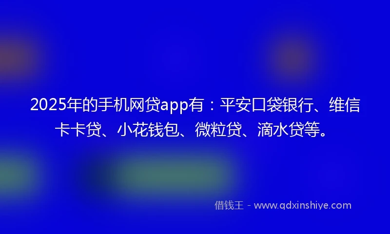 2025年的手机网贷app有：平安口袋银行、维信卡卡贷、小花钱包、微粒贷、滴水贷等。