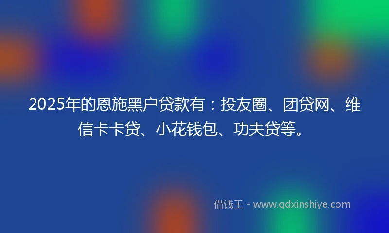 2025年的恩施黑户贷款有：投友圈、团贷网、维信卡卡贷、小花钱包、功夫贷等。