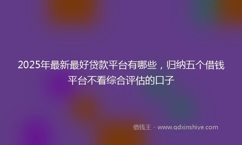 2025年最新最好贷款平台有哪些，归纳五个借钱平台不看综合评估的口子