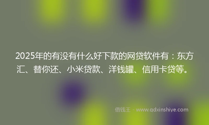 2025年的有没有什么好下款的网贷软件有：东方汇、替你还、小米贷款、洋钱罐、信用卡贷等。