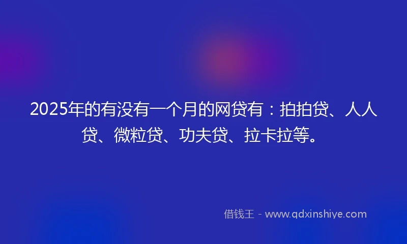 2025年的有没有一个月的网贷有：拍拍贷、人人贷、微粒贷、功夫贷、拉卡拉等。