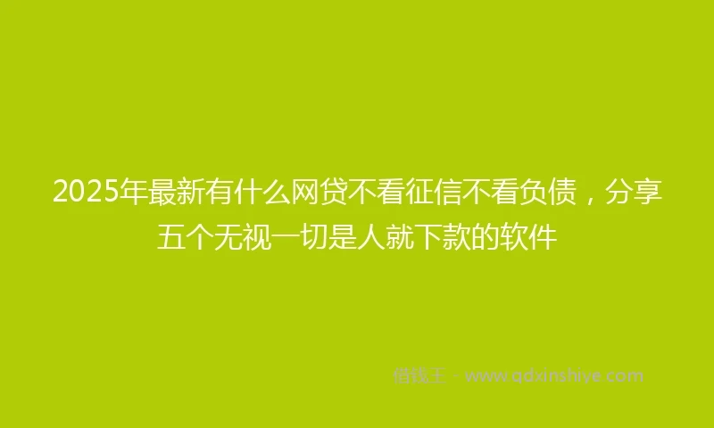 2025年最新有什么网贷不看征信不看负债，分享五个无视一切是人就下款的软件