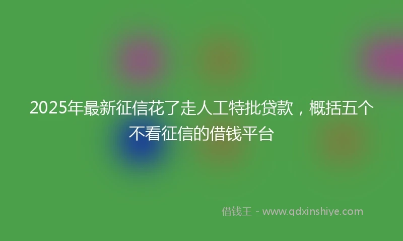 2025年最新征信花了走人工特批贷款,概括五个不看征信的借钱平台