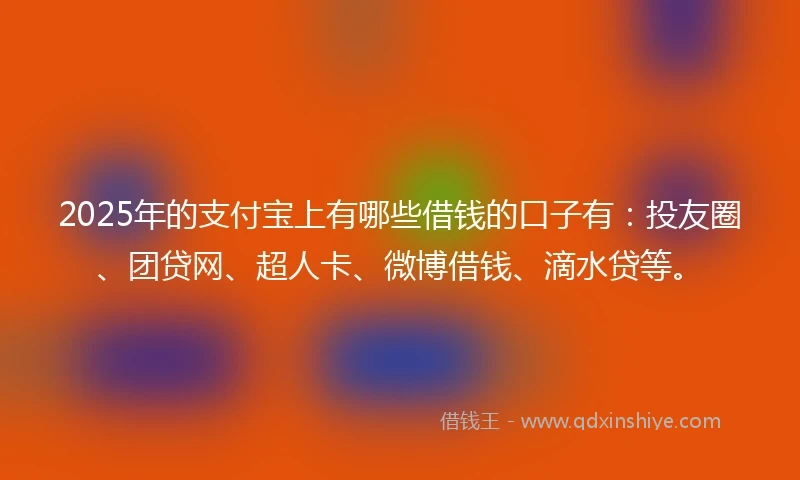 2025年的支付宝上有哪些借钱的口子有：投友圈、团贷网、超人卡、微博借钱、滴水贷等。
