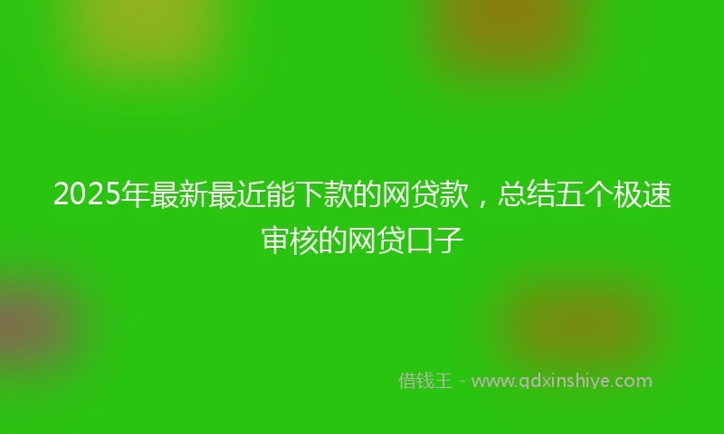 2025年最新最近能下款的网贷款，总结五个极速审核的网贷口子