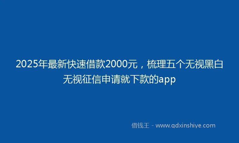 2025年最新快速借款2000元，梳理五个无视黑白无视征信申请就下款的app