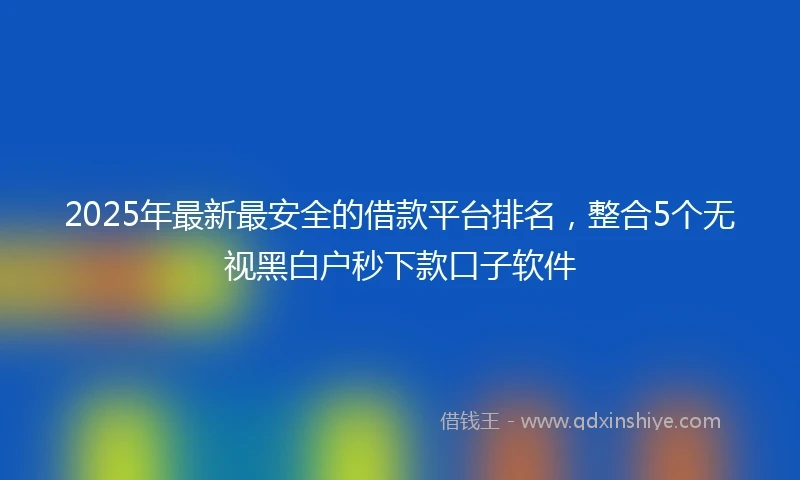 2025年最新最安全的借款平台排名，整合5个无视黑白户秒下款口子软件