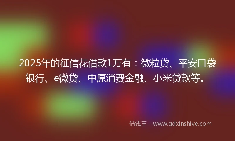 2025年的征信花借款1万有：微粒贷、平安口袋银行、e微贷、中原消费金融、小米贷款等。