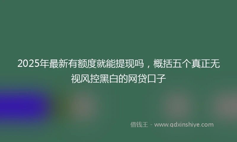 2025年最新有额度就能提现吗，概括五个真正无视风控黑白的网贷口子