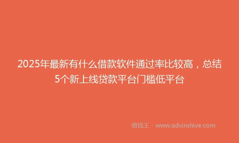 2025年最新有什么借款软件通过率比较高，总结5个新上线贷款平台门槛低平台