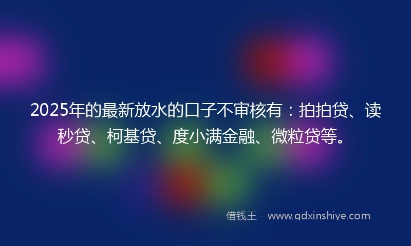 2025年的最新放水的口子不审核有：拍拍贷、读秒贷、柯基贷、度小满金融、微粒贷等。