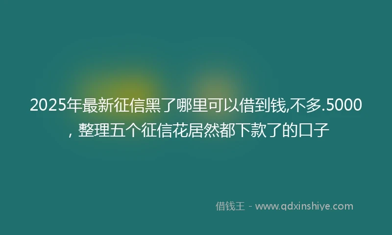 2025年最新征信黑了哪里可以借到钱,不多.5000，整理五个征信花居然都下款了的口子