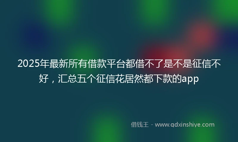2025年最新所有借款平台都借不了是不是征信不好，汇总五个征信花居然都下款的app