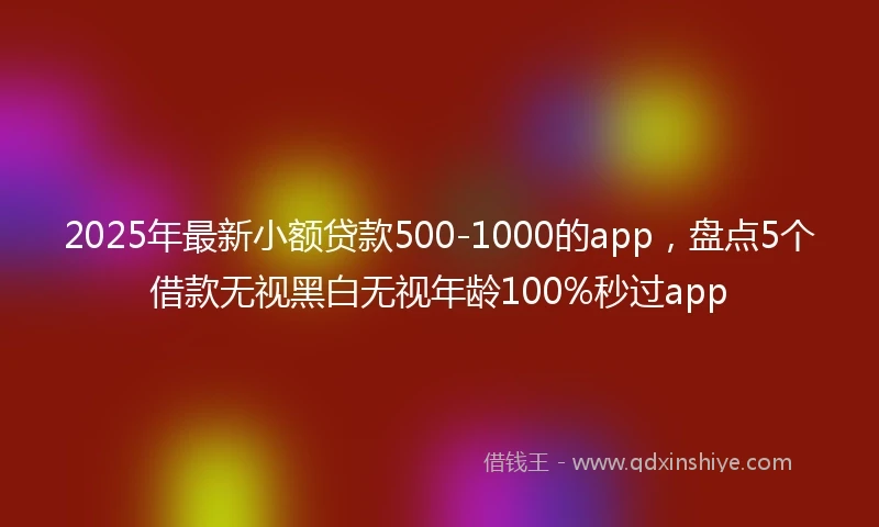 2025年最新小额贷款500-1000的app，盘点5个借款无视黑白无视年龄100%秒过app
